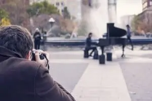 Pianist being photographed